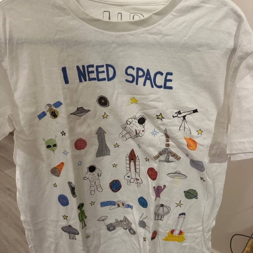 Kids White Space-Themed T-Shirt